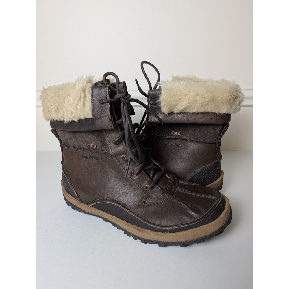 Merrell Women's Tremblant Mid Polar Waterproof Snow Boots Brown Warm 200g Sz 7M